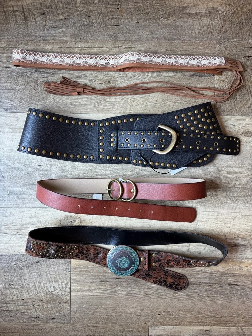 Four Item Bohemian Belt Bundle Multiple Sizes Festival Western Chunky Boho